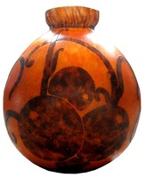 Charles Schneider French Art Deco Cameo Glass Vase PRUNES